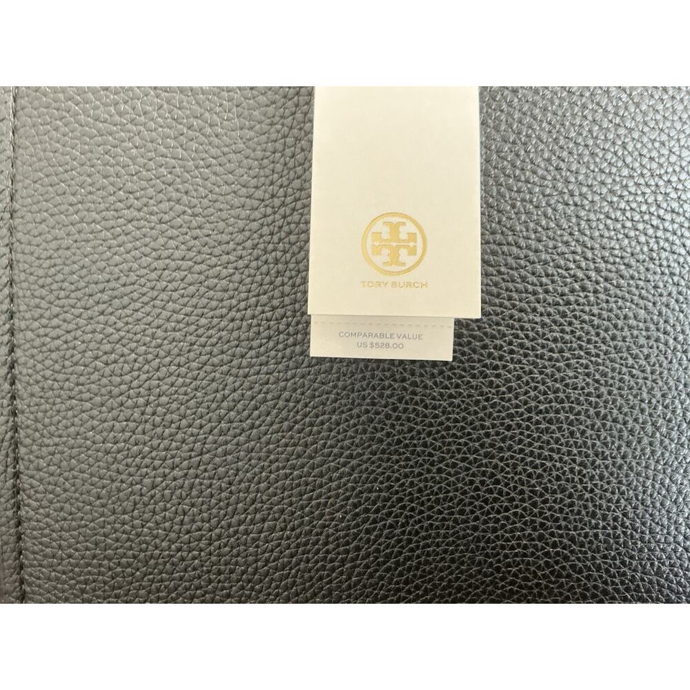 🆕NWT Tory Burch Thea Center Zip Pebbled Leather Tote Bag Black Authentic - Picture 12 of 14
